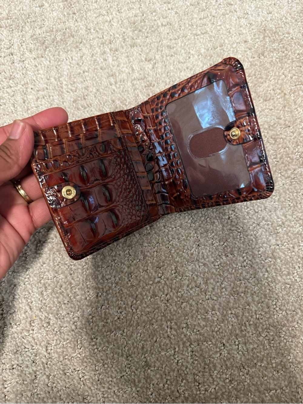 Brahmin Glossy Embossed Card Wallet in Deep Amber - Picture 3 of 5